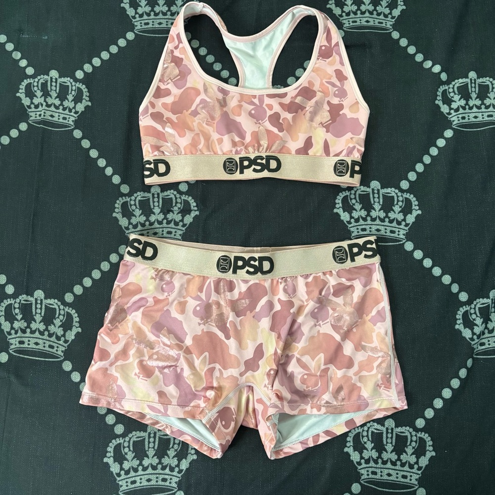 PLAYBOY x PSD Pink Sports Bra and Shorts Set
